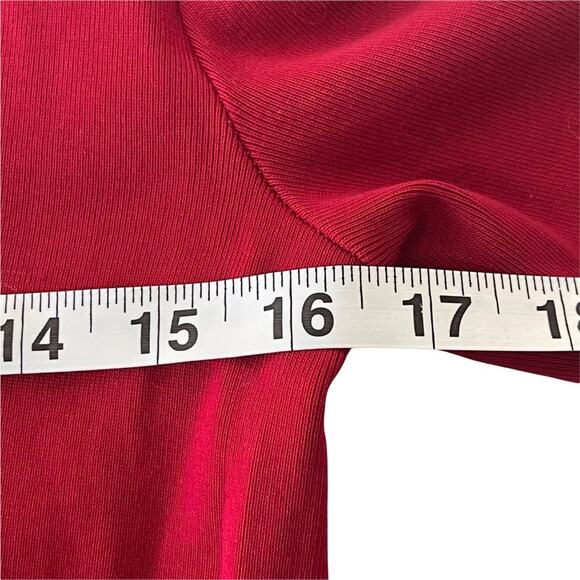 Lauren Ralph Lauren Size Small Red Suede Trim Holiday V Neck Tunic Top - Picture 6 of 7